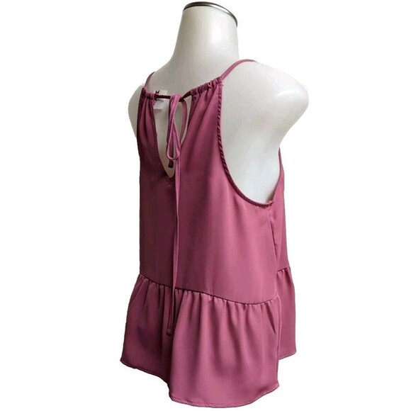 Olive and Oak Top Women Small Sleeveless Tank Spaghetti Straps Keyhole Pink S - Picture 4 of 11